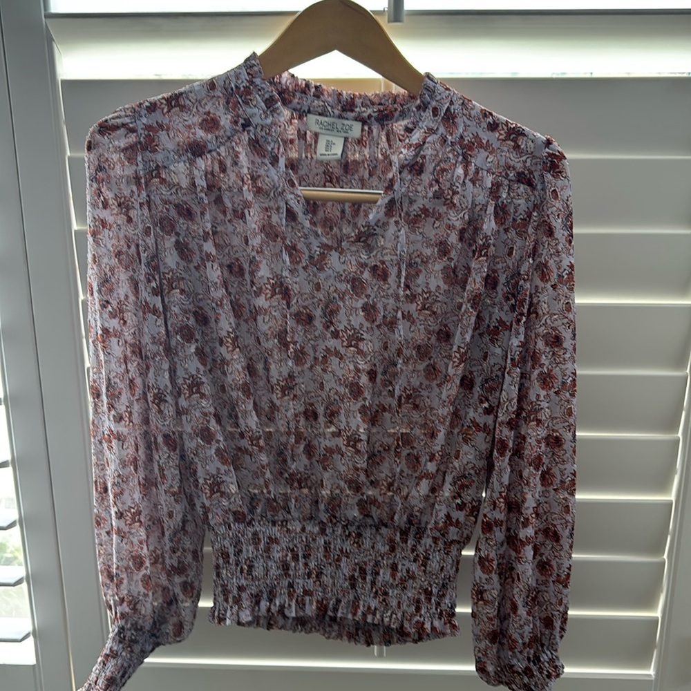 Floral V-Neck Blouse - Purple Rachel Zoe